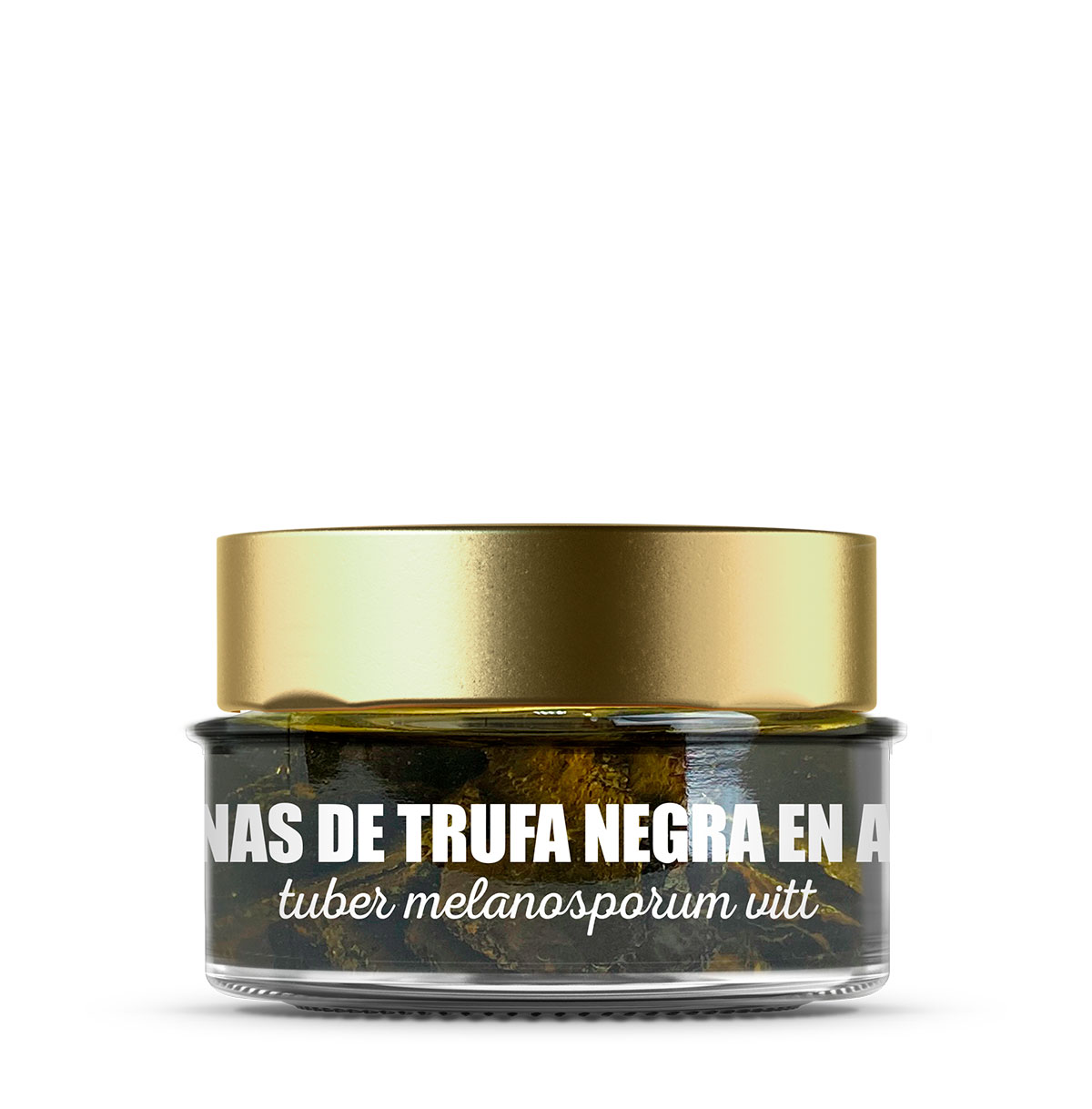 Láminas de trufa negra tuber melanosporum vitt en aceite vegetal