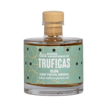 Botella de ginebra con trufa negra Tuber melanosporum de Truficas con tapón de corcho