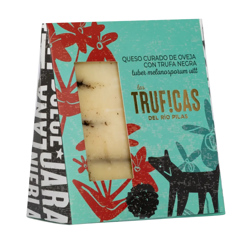 Cuña de queso curado de oveja con trufa negra Truficas en su estuche